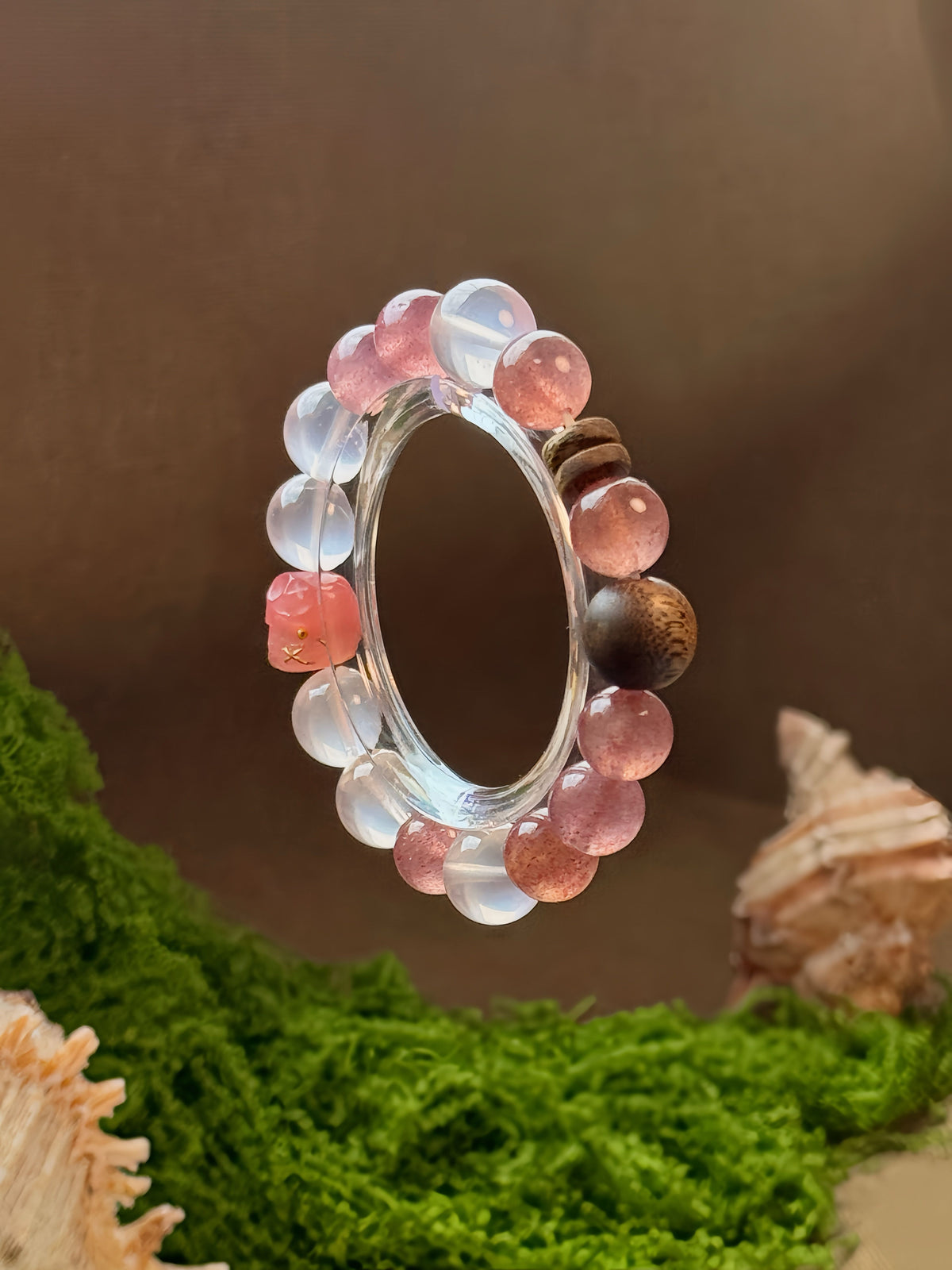 Crystal Moon Tide agarwood and moonstone bracelet - image 4