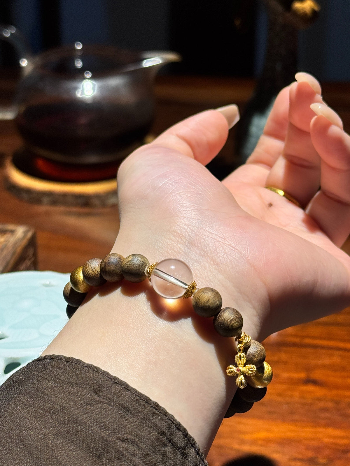 Gold Energy natural Huidong Green Kynam agarwood bracelet for quiet luxury - image 5